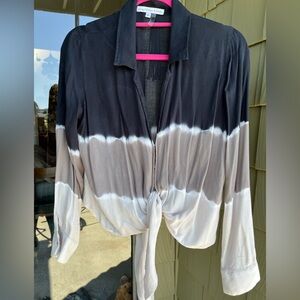 Fabulous and Broke Women's Black and Gray Tie-Dye Top S M